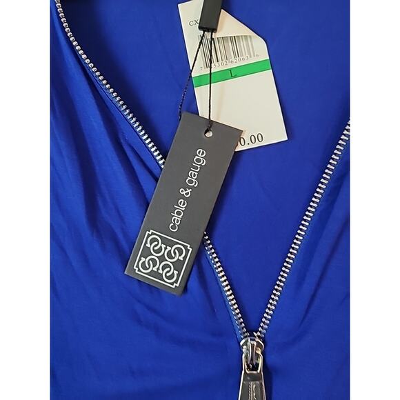 Women’s Blue Sleeveless V-Neck Zipper Jersey Tunic Top NWT Size Large - Picture 9 of 9